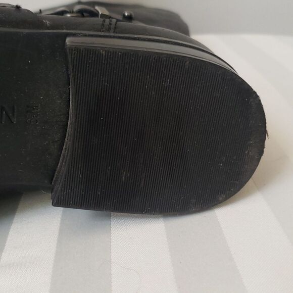 Nine West Boot Womens sz 6.5 Blogger Riding Round Toe Ankle Strap Black Leather - Picture 5 of 8